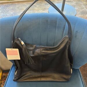 🖤 Lina “Bella” Black Pebbled Leather Hobo Bag NWT
